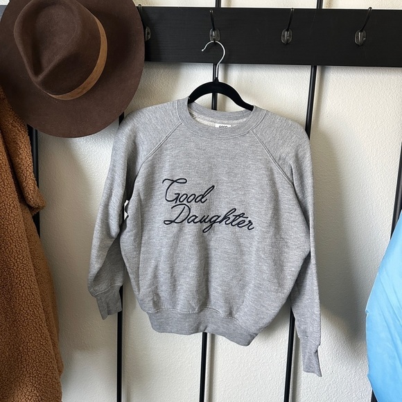 Good American good daughter graphic crew neck pullover fleece sweatshirt - Picture 1 of 5